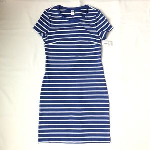 Blue and White Stretchy Striped Dress